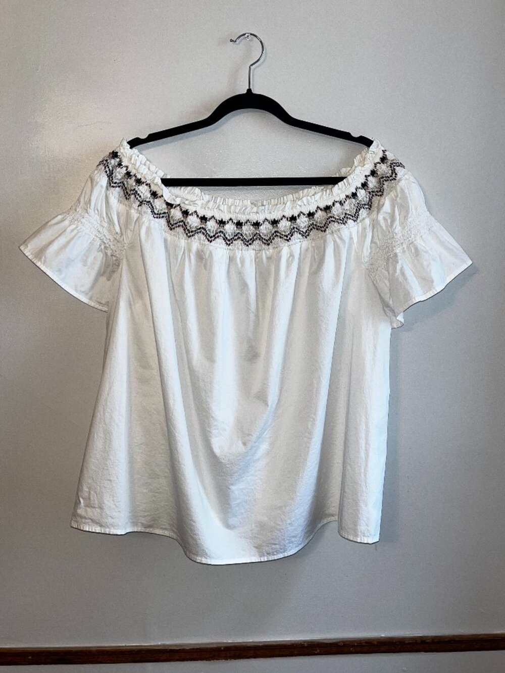 Off-the-Shoulder Top with Embroidered Neckline | Old Navy